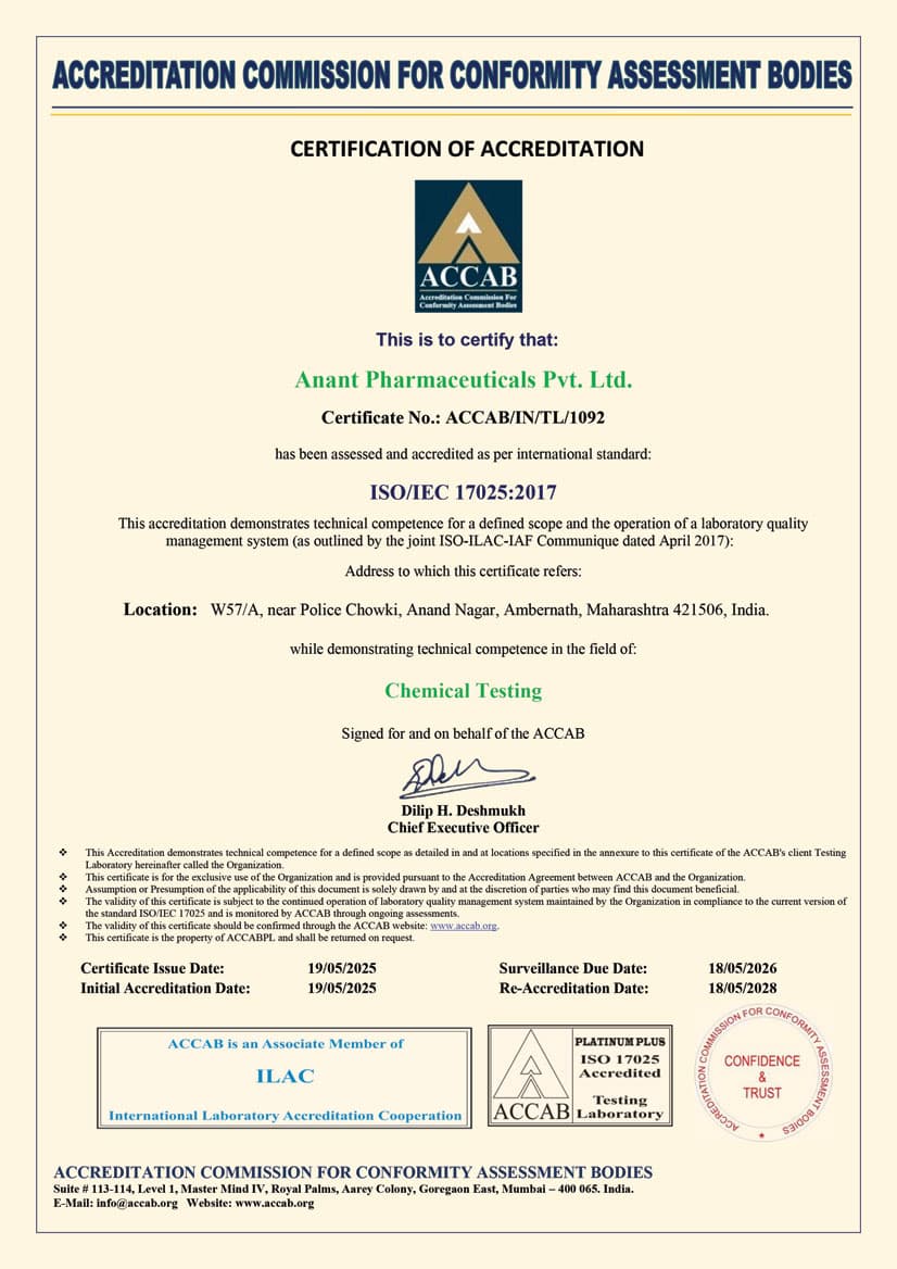 ACCAB ISO 17025 Certificate