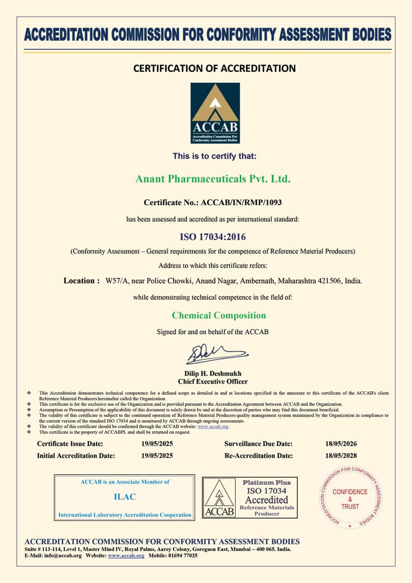 ACCAB ISO 17034 Certificate