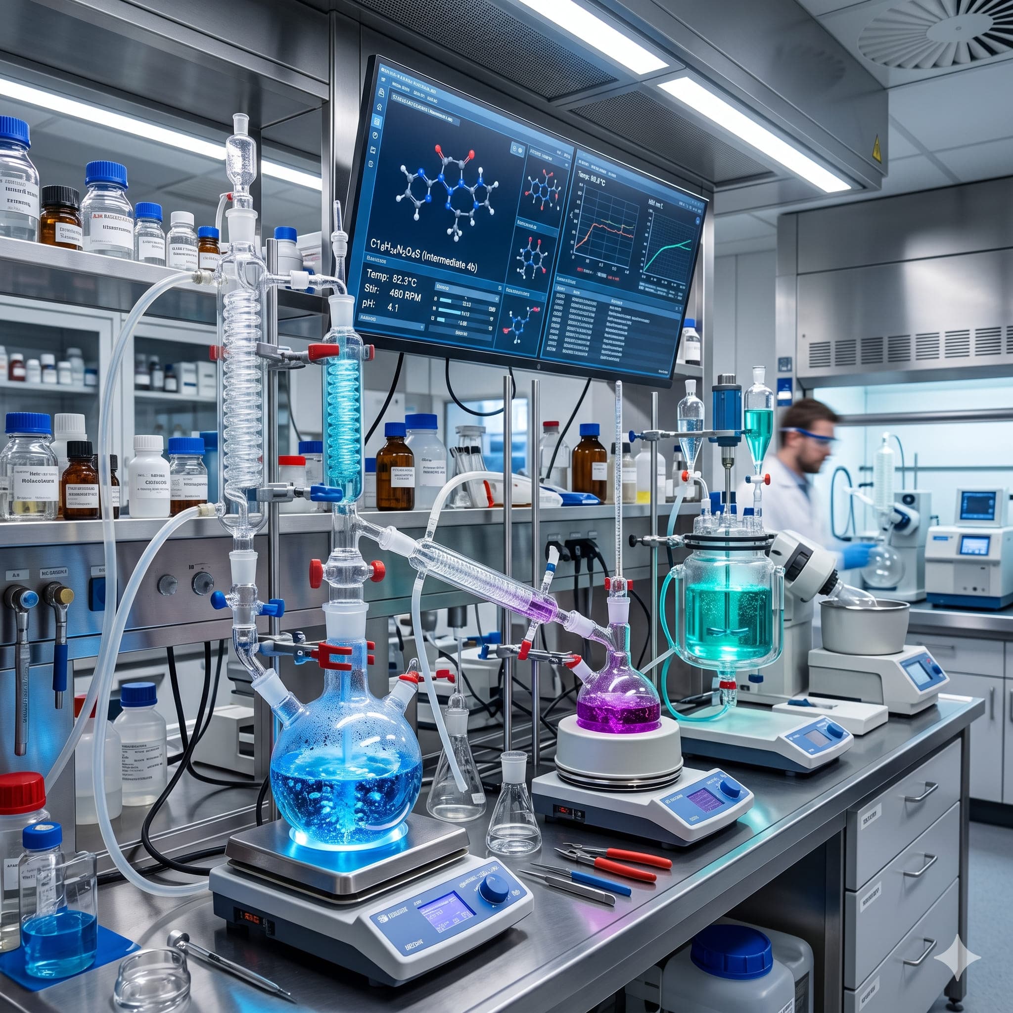 Anant Labs synthesis laboratory with modern fume hoods and reactor setups