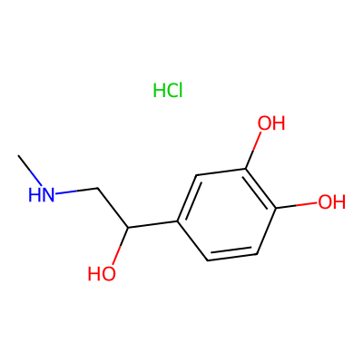 Chemical structure of Adrenaline Hydrochloride RS