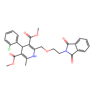 Chemical structure of 3,5-dimethyl (R,s)-4-(2-chlorophenyl)-2-{[1,3-dioxo-1,3-dihydro-2H-isoindol-2yl)-ethoxy]methyl}-6-methyl-1,4-dihydropyridine 3,5-dicarboxylate