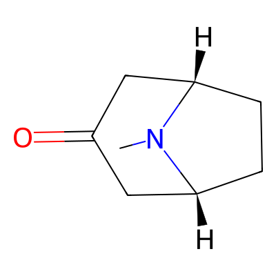 Chemical structure of Tropinone