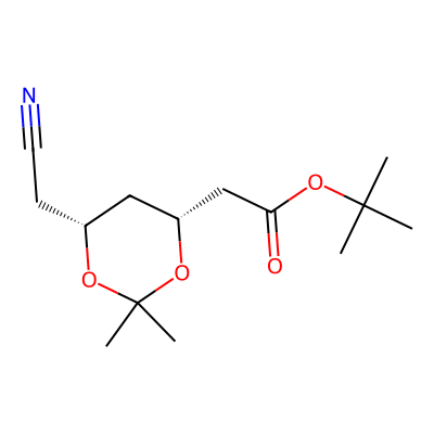 Chemical structure of (4R,6R)-6-(Cyanomethyl)-2,2-dimethyl-1,3-dioxane-4-acetic Acid 1,1-Dimethylethyl Ester