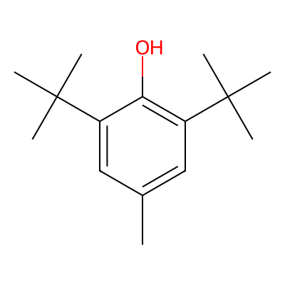 Chemical structure of Butylated Hydroxytoluene