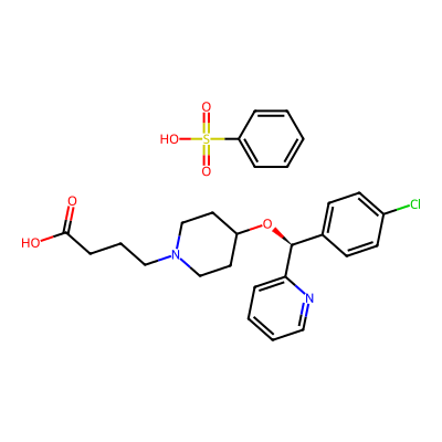 Chemical structure of (S)-Bepotastine Besylate