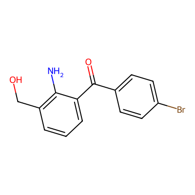 Chemical structure of [2-amino-3-(hydroxymethyl)phenyl)](4-bromophenyl)methanone