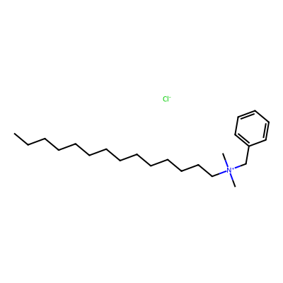 Chemical structure of Benzyldimethyltetradecylammonium Chloride