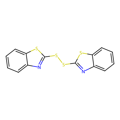 Chemical structure of 2,2'-Dibenzothiazolyl Disulfide
