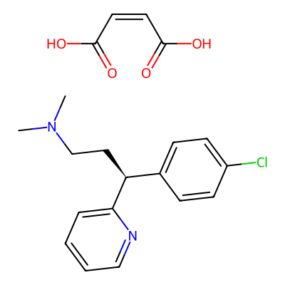 Chemical structure of Dexchlorpheniramine maleate