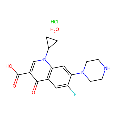 Chemical structure of Ciprofloxacin Hydrochloride Monohydrate