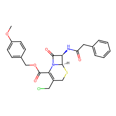 Chemical structure of 4-Methoxybenzyl 3-Chloromethyl-7-(2-phenylacetamido)-3-cephem-4- carboxylate