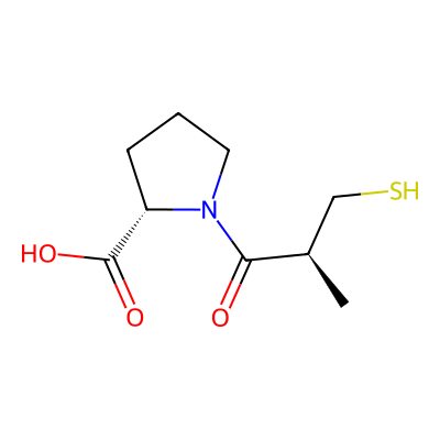Chemical structure of Captopril