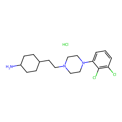 Chemical structure of trans-4-[2-[4-(2,3-Dichlorophenyl)piperazin-1-yl]ethyl]cyclohexanamine Hydrochloride