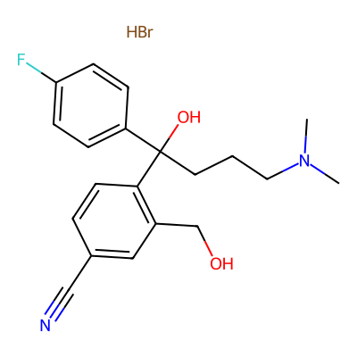 Chemical structure of Citalopram Related Compound A (HBr salt)
