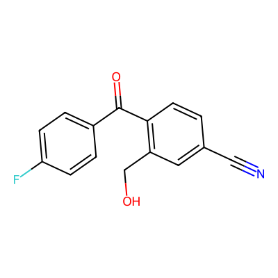 Chemical structure of 4-(4- fluorobenzoyl)-3-(hydroxymethyl)benzonitrile Impurity