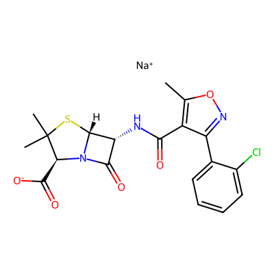 Chemical structure of Cloxacillin Sodium