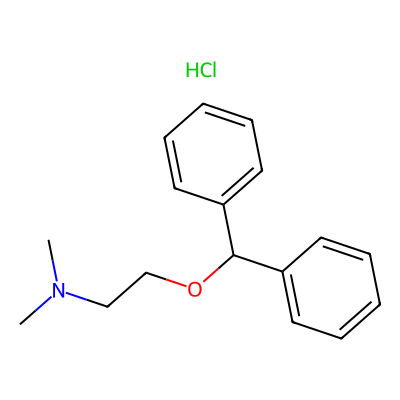 Chemical structure of Diphenhydramine Hydrochloride