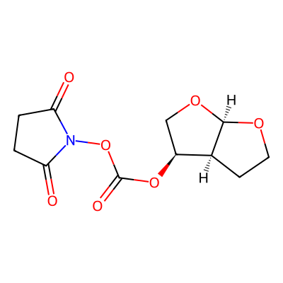Chemical structure of 2,5-Dioxopyrrolidin-1-yl ((3R,3aS,6aR)-hexahydrofuro[2,3-b]furan-3-yl) carbonate