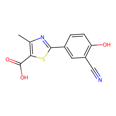 Chemical structure of Febuxostat Desbutyl Hydroxy impurity