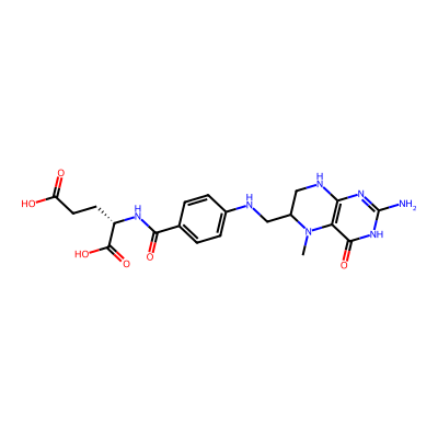 Chemical structure of 5-methyltetrahydrofolic