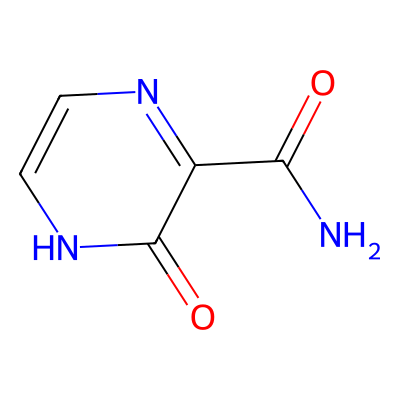 Chemical structure of 3-Hydroxypyrazine-2-carboxamide