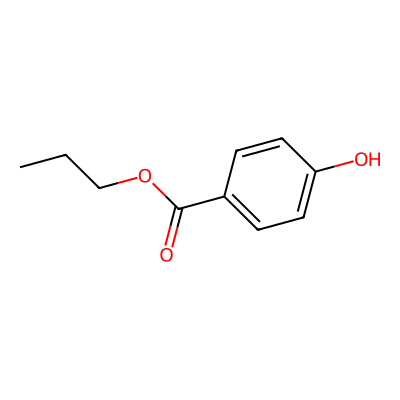 Chemical structure of Propylparaben