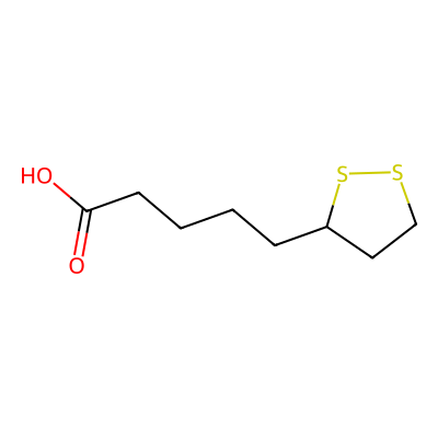Chemical structure of Alpha lipoic Acid