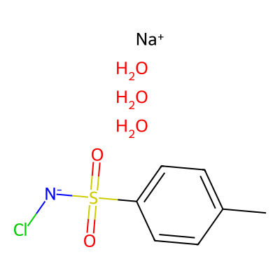 Chemical structure of Sodium chloro(tosyl)amide trihydrate