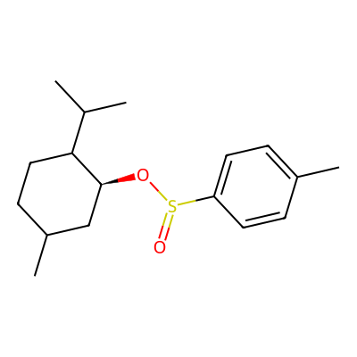 Chemical structure of (S)-((1R,2S,5R)-2-isopropyl-5-methylcyclohexyl) 4-methylbenzenesulfinate