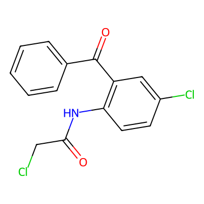 Chemical structure of 2-(chloroacetamido)-5-chlorobenzophenone