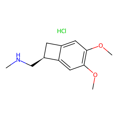 Chemical structure of (1S)-4,5-Dimethoxy-1-[(methylamino)methyl]benzocyclobutane Hydrochloride
