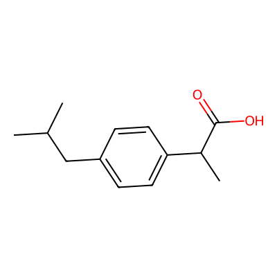 Chemical structure of Ibuprofen