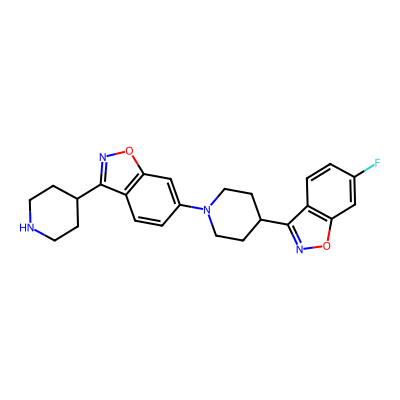 Chemical structure of 6-[4-(6-Fluoro-1,2-benzisoxazol-3-yl)-1-piperidinyl]-3-(4-piperidinyl)-1,2-benzisoxazole