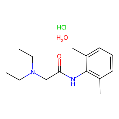 Chemical structure of Lidocaine hydrochloride monohydrate