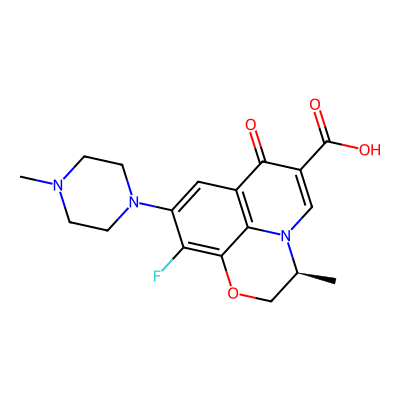 Chemical structure of Levofloxacin 9-Piperazino Impurity