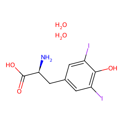 Chemical structure of 3,5-Diiodo-L-tyrosine Dihydrate