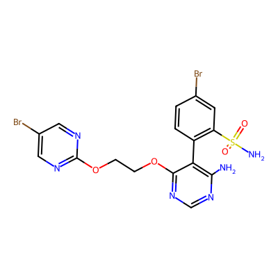 Chemical structure of 2-(4-amino-6-(2-((5-bromopyrimidin-2-yl)oxy)ethoxy)pyrimidin-5-yl)-5-bromobenzenesulfonamide