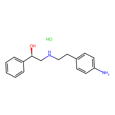 Chemical structure of (R)-2-((4-Aminophenethyl)amino)-1-phenylethanol Hydrochloride