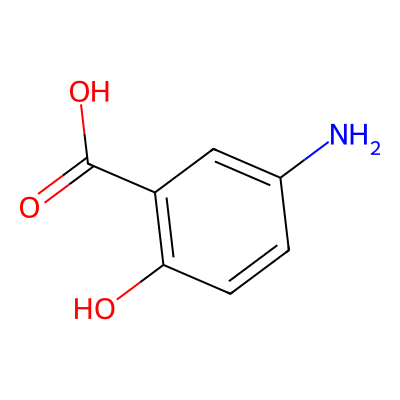 Chemical structure of Mesalamine Reference Standard