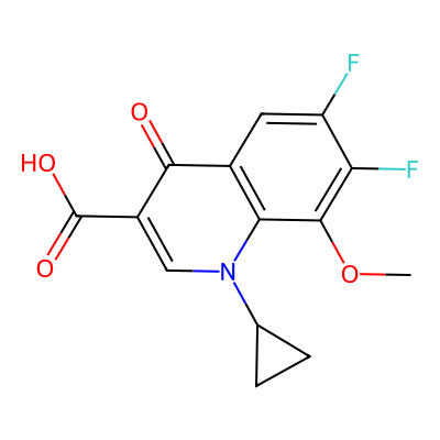 Chemical structure of Moxifloxacin Difluoro Methoxy Acid Impurity