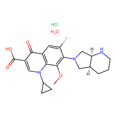 Chemical structure of Moxifloxacin Hydrochloride Monohydrate  API