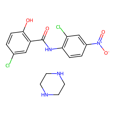 Chemical structure of Niclosamide Piperazine Salt