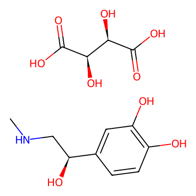 Chemical structure of Adrenaline Bitartrate