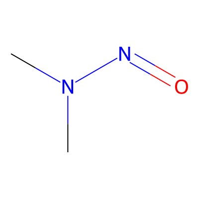 Chemical structure of N-Nitrosodimethylamine (NDMA)