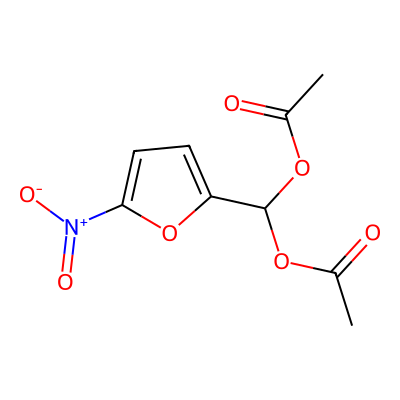 Chemical structure of Nitrofurfural diacetate