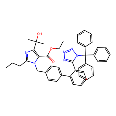 Chemical structure of Olmesartan Ethyl Ester Trityl Impurity