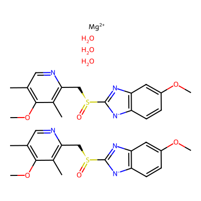 Chemical structure of Esomeprazole Magnesium Trihydrate - API