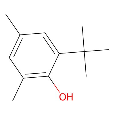 Chemical structure of 6-tert-butyl-2-4-xylenol