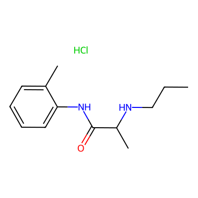 Chemical structure of Prilocaine Hydrochloride - API