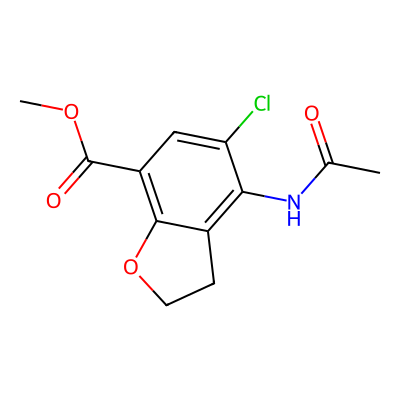 Chemical structure of Methyl 4-acetamido-5-chloro-2 ,3-dihydrobenzofuran-7-carboxylate